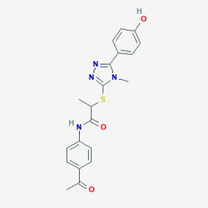 molecular formula C20H20N4O3S B419483 N-(4-acetylphenyl)-2-{[5-(4-hydroxyphenyl)-4-methyl-4H-1,2,4-triazol-3-yl]sulfanyl}propanamide 