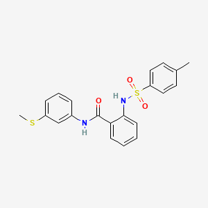 molecular formula C21H20N2O3S2 B4194836 2-{[(4-methylphenyl)sulfonyl]amino}-N-[3-(methylthio)phenyl]benzamide 