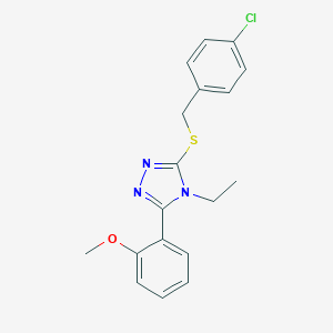 molecular formula C18H18ClN3OS B419484 3-[(4-chlorobenzyl)sulfanyl]-4-ethyl-5-(2-methoxyphenyl)-4H-1,2,4-triazole 