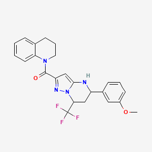 molecular formula C24H23F3N4O2 B4194850 1-{[5-(3-methoxyphenyl)-7-(trifluoromethyl)-4,5,6,7-tetrahydropyrazolo[1,5-a]pyrimidin-2-yl]carbonyl}-1,2,3,4-tetrahydroquinoline 