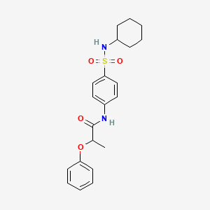 molecular formula C21H26N2O4S B4194859 N-{4-[(cyclohexylamino)sulfonyl]phenyl}-2-phenoxypropanamide 