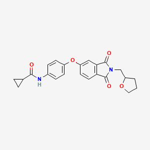 molecular formula C23H22N2O5 B4194867 N-(4-{[1,3-dioxo-2-(tetrahydro-2-furanylmethyl)-2,3-dihydro-1H-isoindol-5-yl]oxy}phenyl)cyclopropanecarboxamide 