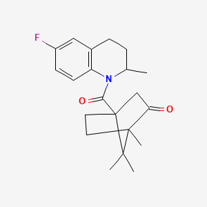 molecular formula C21H26FNO2 B4194888 4-[(6-fluoro-2-methyl-3,4-dihydro-1(2H)-quinolinyl)carbonyl]-1,7,7-trimethylbicyclo[2.2.1]heptan-2-one 