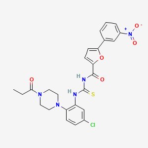 molecular formula C25H24ClN5O5S B4194897 N-({[5-chloro-2-(4-propionyl-1-piperazinyl)phenyl]amino}carbonothioyl)-5-(3-nitrophenyl)-2-furamide 