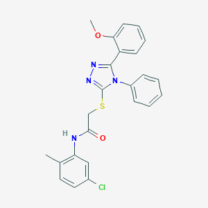 molecular formula C24H21ClN4O2S B419490 N-(5-chloro-2-methylphenyl)-2-[[5-(2-methoxyphenyl)-4-phenyl-1,2,4-triazol-3-yl]sulfanyl]acetamide CAS No. 333313-39-6
