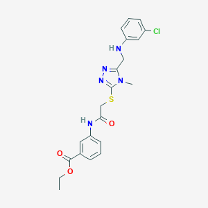 molecular formula C21H22ClN5O3S B419491 ethyl 3-{[({5-[(3-chloroanilino)methyl]-4-methyl-4H-1,2,4-triazol-3-yl}sulfanyl)acetyl]amino}benzoate 