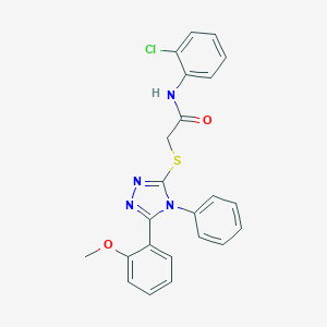 molecular formula C23H19ClN4O2S B419493 N-(2-chlorophenyl)-2-[[5-(2-methoxyphenyl)-4-phenyl-1,2,4-triazol-3-yl]sulfanyl]acetamide 