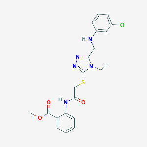 molecular formula C21H22ClN5O3S B419494 methyl 2-{[({5-[(3-chloroanilino)methyl]-4-ethyl-4H-1,2,4-triazol-3-yl}sulfanyl)acetyl]amino}benzoate 