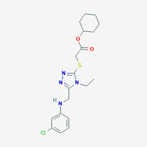 molecular formula C19H25ClN4O2S B419495 cyclohexyl ({5-[(3-chloroanilino)methyl]-4-ethyl-4H-1,2,4-triazol-3-yl}sulfanyl)acetate 