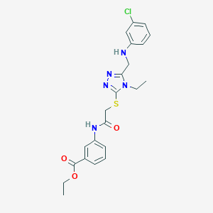 molecular formula C22H24ClN5O3S B419496 ethyl 3-{[({5-[(3-chloroanilino)methyl]-4-ethyl-4H-1,2,4-triazol-3-yl}sulfanyl)acetyl]amino}benzoate 
