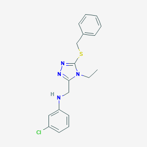 molecular formula C18H19ClN4S B419498 (5-Benzylsulfanyl-4-ethyl-4H-[1,2,4]triazol-3-ylmethyl)-(3-chloro-phenyl)-amine 