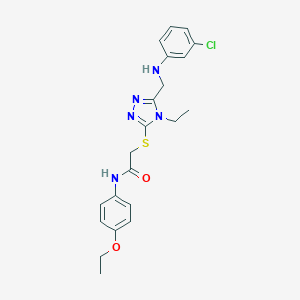 molecular formula C21H24ClN5O2S B419499 2-({5-[(3-chloroanilino)methyl]-4-ethyl-4H-1,2,4-triazol-3-yl}sulfanyl)-N-(4-ethoxyphenyl)acetamide 