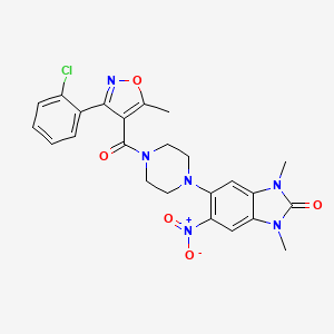 molecular formula C24H23ClN6O5 B4194998 5-(4-{[3-(2-chlorophenyl)-5-methyl-4-isoxazolyl]carbonyl}-1-piperazinyl)-1,3-dimethyl-6-nitro-1,3-dihydro-2H-benzimidazol-2-one 