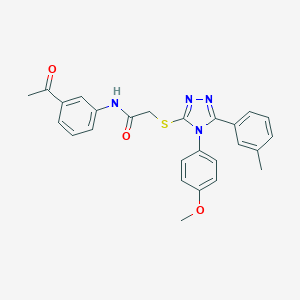 molecular formula C26H24N4O3S B419503 N-(3-acetylphenyl)-2-{[4-(4-methoxyphenyl)-5-(3-methylphenyl)-4H-1,2,4-triazol-3-yl]sulfanyl}acetamide 