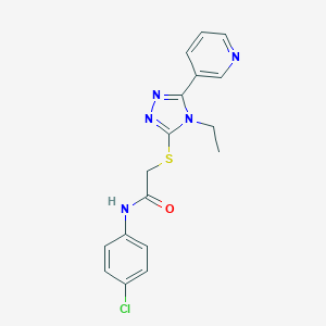 molecular formula C17H16ClN5OS B419505 N-(4-chlorophenyl)-2-{[4-ethyl-5-(pyridin-3-yl)-4H-1,2,4-triazol-3-yl]sulfanyl}acetamide CAS No. 333331-28-5