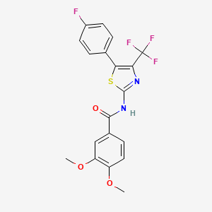 molecular formula C19H14F4N2O3S B4195065 N-[5-(4-fluorophenyl)-4-(trifluoromethyl)-1,3-thiazol-2-yl]-3,4-dimethoxybenzamide 