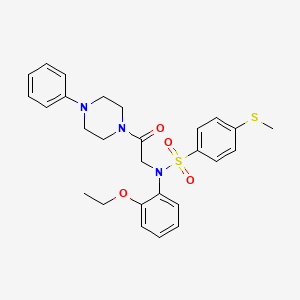 molecular formula C27H31N3O4S2 B4195069 N-(2-ethoxyphenyl)-4-(methylthio)-N-[2-oxo-2-(4-phenyl-1-piperazinyl)ethyl]benzenesulfonamide 