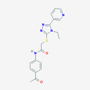 molecular formula C19H19N5O2S B419509 N-(4-acetylphenyl)-2-[(4-ethyl-5-pyridin-3-yl-4H-1,2,4-triazol-3-yl)thio]acetamide 