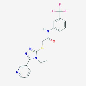 molecular formula C18H16F3N5OS B419510 2-{[4-ethyl-5-(3-pyridinyl)-4H-1,2,4-triazol-3-yl]sulfanyl}-N-[3-(trifluoromethyl)phenyl]acetamide 