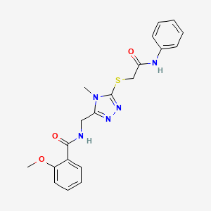 molecular formula C20H21N5O3S B4195109 N-({5-[(2-anilino-2-oxoethyl)thio]-4-methyl-4H-1,2,4-triazol-3-yl}methyl)-2-methoxybenzamide 