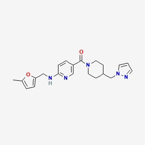 molecular formula C21H25N5O2 B4195177 N-[(5-methyl-2-furyl)methyl]-5-{[4-(1H-pyrazol-1-ylmethyl)-1-piperidinyl]carbonyl}-2-pyridinamine 