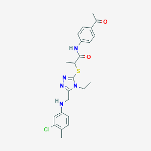 molecular formula C23H26ClN5O2S B419518 N-(4-acetylphenyl)-2-({5-[(3-chloro-4-methylanilino)methyl]-4-ethyl-4H-1,2,4-triazol-3-yl}sulfanyl)propanamide 
