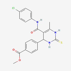 molecular formula C20H18ClN3O3S B4195180 methyl 4-(5-{[(4-chlorophenyl)amino]carbonyl}-6-methyl-2-thioxo-1,2,3,4-tetrahydro-4-pyrimidinyl)benzoate 