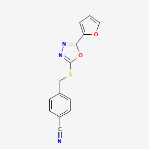 molecular formula C14H9N3O2S B4195190 4-({[5-(2-furyl)-1,3,4-oxadiazol-2-yl]thio}methyl)benzonitrile 