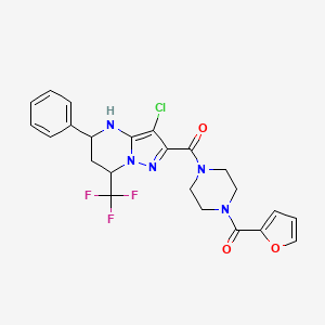 molecular formula C23H21ClF3N5O3 B4195215 3-chloro-2-{[4-(2-furoyl)-1-piperazinyl]carbonyl}-5-phenyl-7-(trifluoromethyl)-4,5,6,7-tetrahydropyrazolo[1,5-a]pyrimidine 