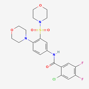 molecular formula C21H22ClF2N3O5S B4195229 2-chloro-4,5-difluoro-N-[4-(4-morpholinyl)-3-(4-morpholinylsulfonyl)phenyl]benzamide 