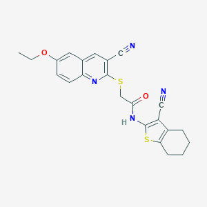 2-[(3-cyano-6-ethoxy-2-quinolinyl)sulfanyl]-N-(3-cyano-4,5,6,7-tetrahydro-1-benzothien-2-yl)acetamide