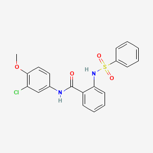 molecular formula C20H17ClN2O4S B4195257 N-(3-chloro-4-methoxyphenyl)-2-[(phenylsulfonyl)amino]benzamide 