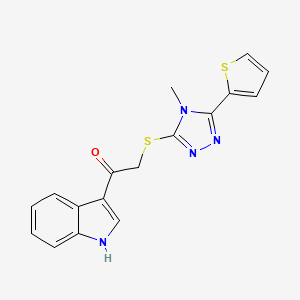molecular formula C17H14N4OS2 B4195287 1-(1H-indol-3-yl)-2-{[4-methyl-5-(2-thienyl)-4H-1,2,4-triazol-3-yl]thio}ethanone 