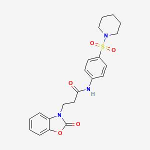 molecular formula C21H23N3O5S B4195299 3-(2-oxo-1,3-benzoxazol-3(2H)-yl)-N-[4-(1-piperidinylsulfonyl)phenyl]propanamide 