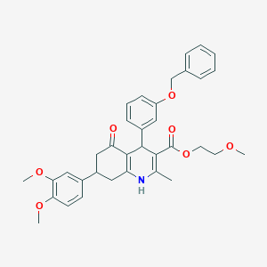 molecular formula C35H37NO7 B419533 2-Methoxyethyl 4-[3-(benzyloxy)phenyl]-7-(3,4-dimethoxyphenyl)-2-methyl-5-oxo-1,4,5,6,7,8-hexahydro-3-quinolinecarboxylate 