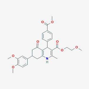 molecular formula C30H33NO8 B419535 2-Methoxyethyl 7-(3,4-dimethoxyphenyl)-4-[4-(methoxycarbonyl)phenyl]-2-methyl-5-oxo-1,4,5,6,7,8-hexahydro-3-quinolinecarboxylate 