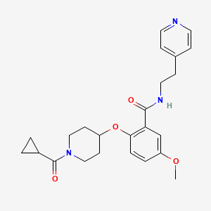 molecular formula C24H29N3O4 B4195353 2-{[1-(cyclopropylcarbonyl)-4-piperidinyl]oxy}-5-methoxy-N-[2-(4-pyridinyl)ethyl]benzamide 