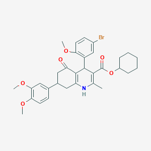 Cyclohexyl 4-(5-bromo-2-methoxyphenyl)-7-(3,4-dimethoxyphenyl)-2-methyl-5-oxo-1,4,5,6,7,8-hexahydro-3-quinolinecarboxylate