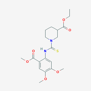 molecular formula C19H26N2O6S B4195413 ethyl 1-({[4,5-dimethoxy-2-(methoxycarbonyl)phenyl]amino}carbonothioyl)-3-piperidinecarboxylate 