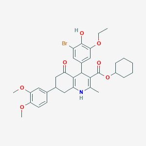 Cyclohexyl 4-(3-bromo-5-ethoxy-4-hydroxyphenyl)-7-(3,4-dimethoxyphenyl)-2-methyl-5-oxo-1,4,5,6,7,8-hexahydro-3-quinolinecarboxylate