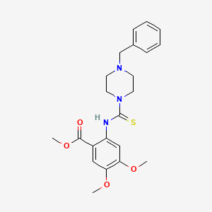 molecular formula C22H27N3O4S B4195476 methyl 2-{[(4-benzyl-1-piperazinyl)carbonothioyl]amino}-4,5-dimethoxybenzoate 