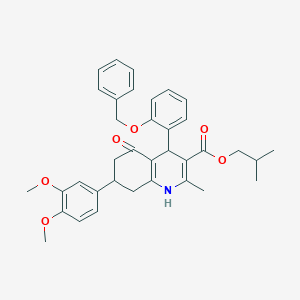 molecular formula C36H39NO6 B419548 Isobutyl 4-[2-(benzyloxy)phenyl]-7-(3,4-dimethoxyphenyl)-2-methyl-5-oxo-1,4,5,6,7,8-hexahydro-3-quinolinecarboxylate 