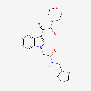 molecular formula C21H25N3O5 B4195497 2-{3-[4-morpholinyl(oxo)acetyl]-1H-indol-1-yl}-N-(tetrahydro-2-furanylmethyl)acetamide 
