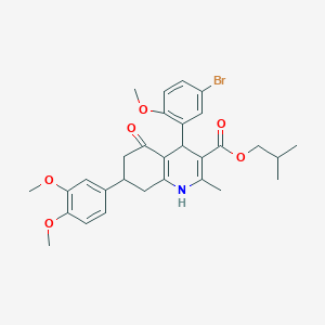 molecular formula C30H34BrNO6 B419550 Isobutyl 4-(5-bromo-2-methoxyphenyl)-7-(3,4-dimethoxyphenyl)-2-methyl-5-oxo-1,4,5,6,7,8-hexahydro-3-quinolinecarboxylate 