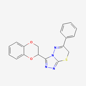 molecular formula C18H14N4O2S B4195510 3-(2,3-dihydro-1,4-benzodioxin-2-yl)-6-phenyl-7H-[1,2,4]triazolo[3,4-b][1,3,4]thiadiazine 