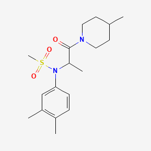 molecular formula C18H28N2O3S B4195518 N-(3,4-dimethylphenyl)-N-[1-methyl-2-(4-methyl-1-piperidinyl)-2-oxoethyl]methanesulfonamide 