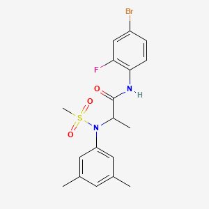 molecular formula C18H20BrFN2O3S B4195535 N~1~-(4-bromo-2-fluorophenyl)-N~2~-(3,5-dimethylphenyl)-N~2~-(methylsulfonyl)alaninamide 