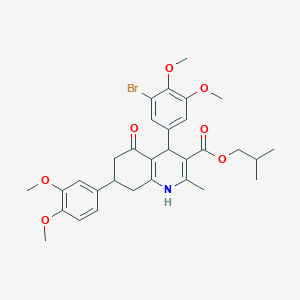 molecular formula C31H36BrNO7 B419554 Isobutyl 4-(3-bromo-4,5-dimethoxyphenyl)-7-(3,4-dimethoxyphenyl)-2-methyl-5-oxo-1,4,5,6,7,8-hexahydro-3-quinolinecarboxylate 
