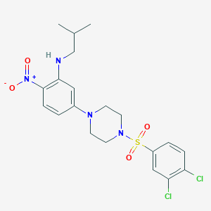 molecular formula C20H24Cl2N4O4S B4195546 (5-{4-[(3,4-dichlorophenyl)sulfonyl]-1-piperazinyl}-2-nitrophenyl)isobutylamine 