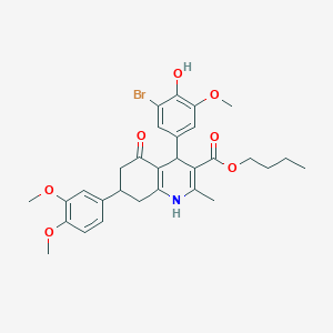 Butyl 4-(3-bromo-4-hydroxy-5-methoxyphenyl)-7-(3,4-dimethoxyphenyl)-2-methyl-5-oxo-1,4,5,6,7,8-hexahydro-3-quinolinecarboxylate